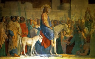 Rameaux Christ sur un âne